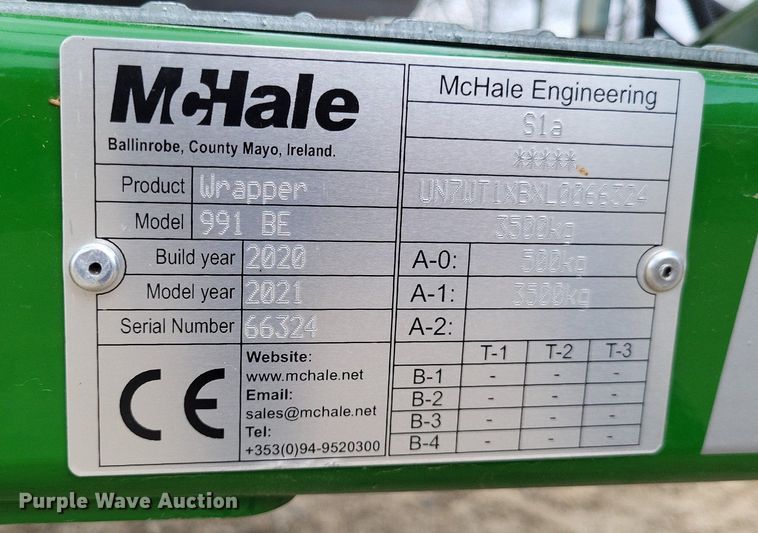 image for item DO3638 2021 McHale 991 BER  bale wrapper