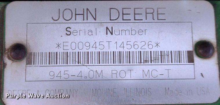 image for item DQ1672 2000 John Deere 945  swather / windrower