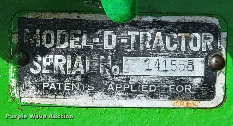 image for item HP9706 1938 John Deere D  tractor
