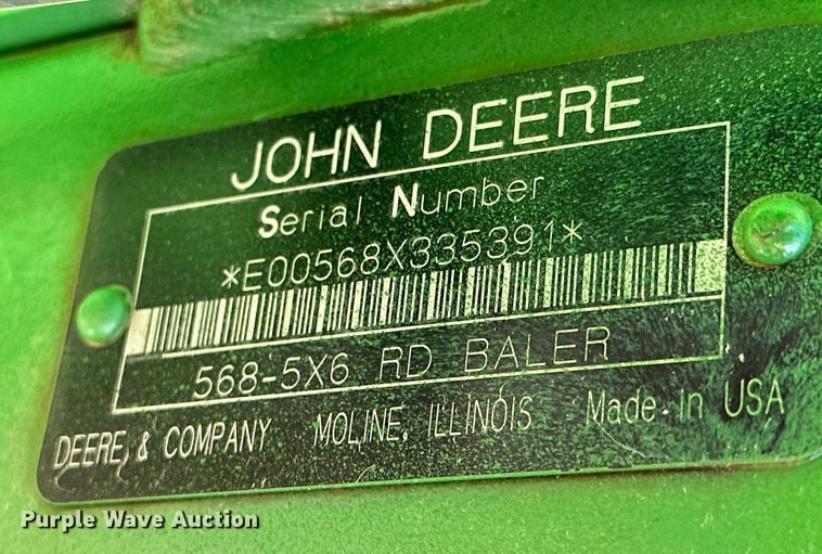 image for item KX9116 John Deere 568 Mega Wide Plus  round baler