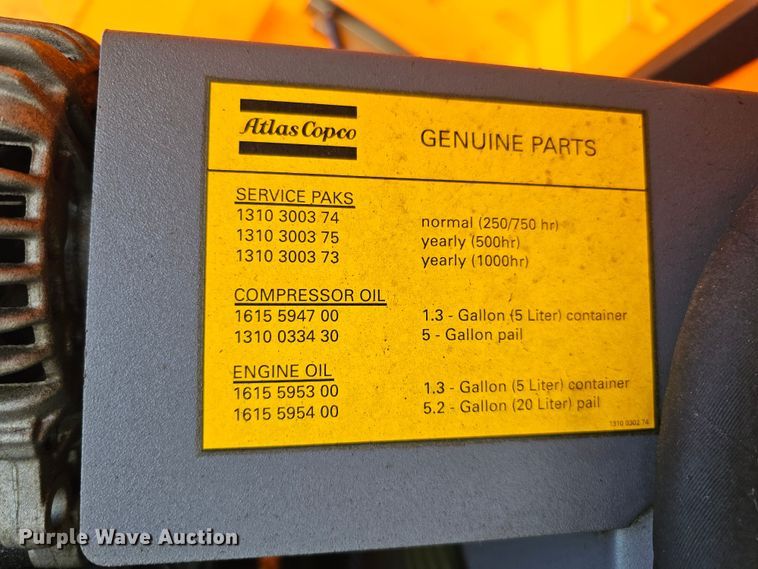 image for item LE9362 Atlas Copco XAS 185 JD7  air compressor