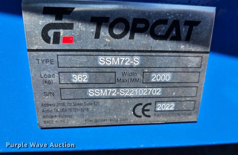 image for item LE9370 2022 TopCat SSM72-S  skid steer finish mower