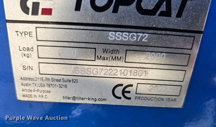 image for item LE9371 2022 TopCat SSSG72  skid steer grader