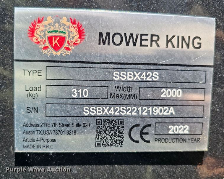 image for item LE9376 2022 Mower King SSBX42S  skid steer wood chipper