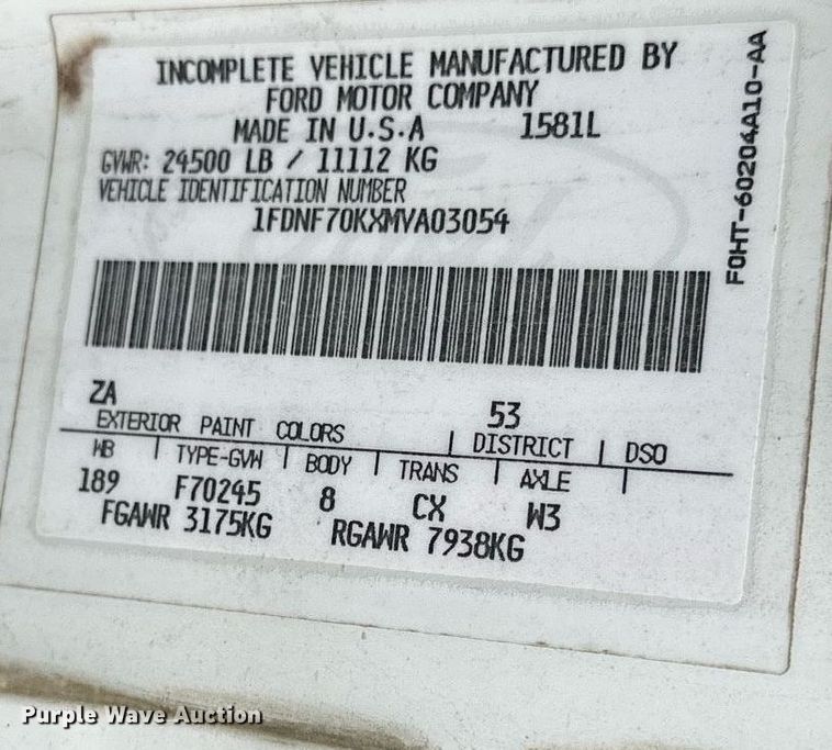 image for item LN9404 1991 Ford F700  grain truck