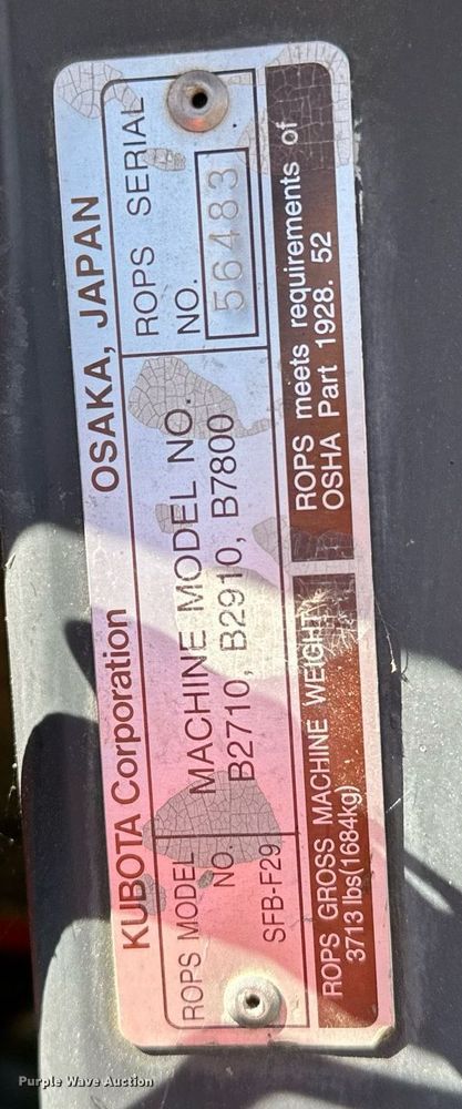 image for item LR9695 Kubota B7800  MFWD tractor