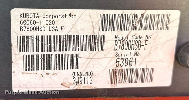 image for item LR9695 Kubota B7800  MFWD tractor