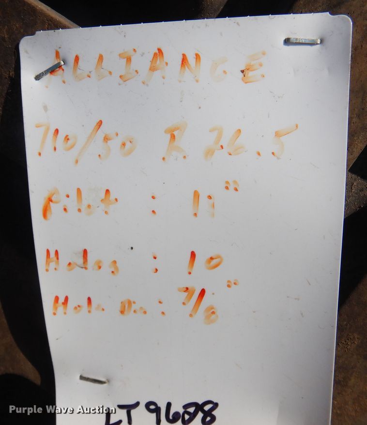 image for item LT9628 (2) Alliance 710/50R26.5 tires and wheels