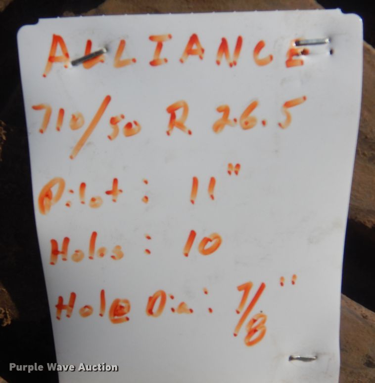 image for item LT9631 (2) Alliance 710/50R26.5 tires and wheels