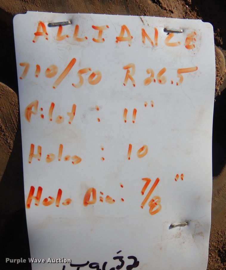 image for item LT9632 (2) Alliance 710/50R26.5 tires and wheels