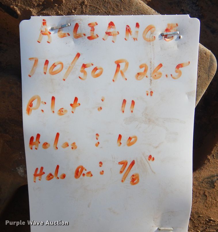 image for item LT9646 (2) Alliance 710/50R26.5 tires and wheels