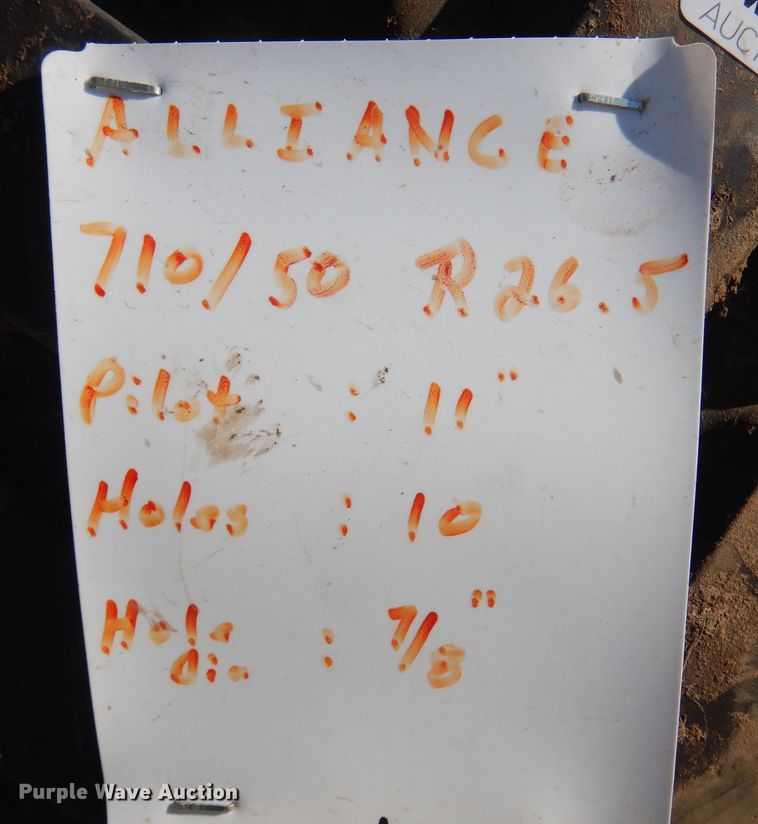 image for item LT9647 (2) Alliance 710/50R26.5 tires and wheels