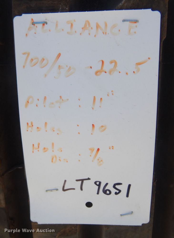 image for item LT9651 (2) Alliance 700 /50-22.5 tires and wheels