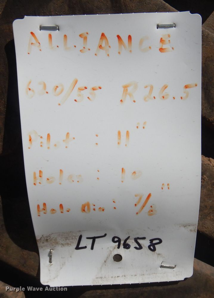 image for item LT9658 (2) Alliance 620/55R26.5 tires and wheels