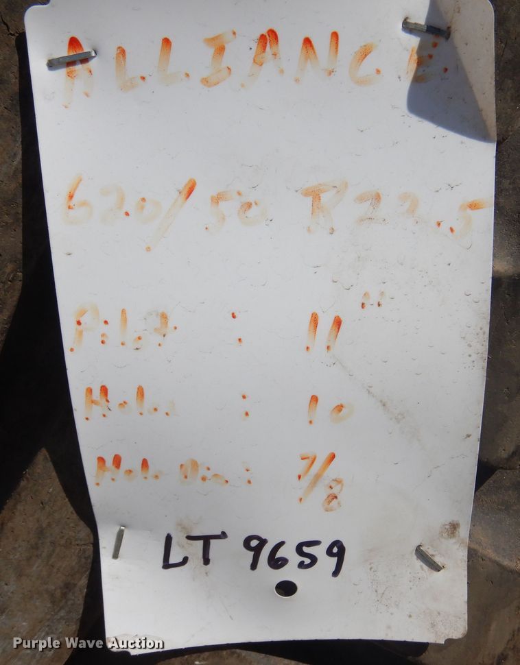 image for item LT9659 (2) Alliance 620/50R22.5 tires and wheels