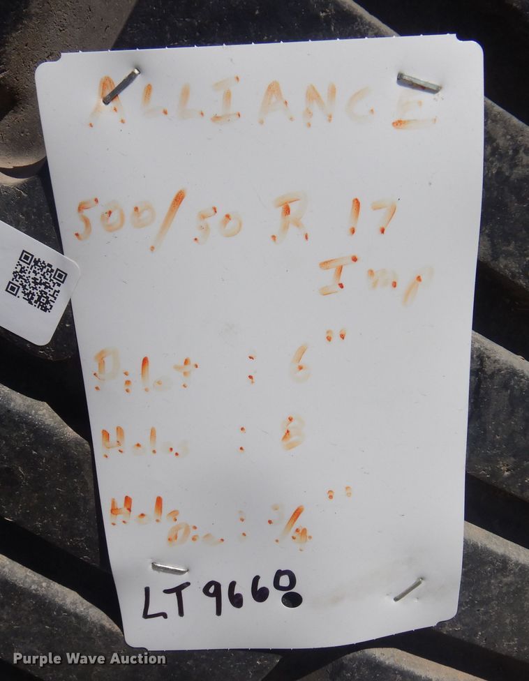 image for item LT9660 (2) Alliance 500/50R17 tires and wheels