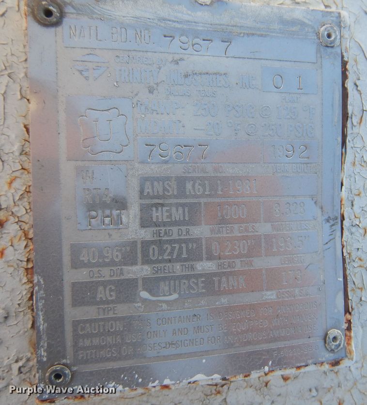 image for item LT9681 NH3 tank