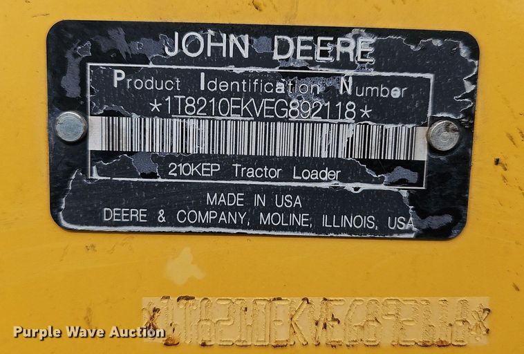 image for item MB9996 2014 John Deere 210K EP  landscape tractor