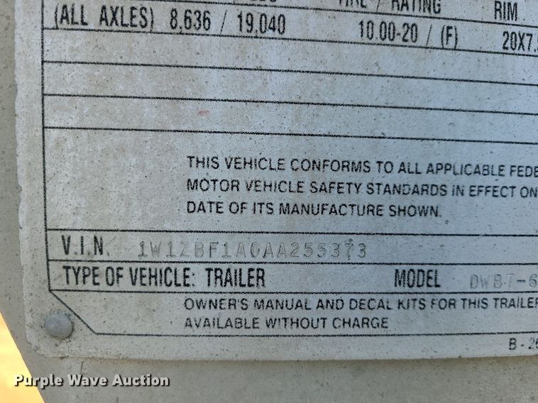 image for item DC6148 2010 Wilson DWBT-650  live bottom trailer