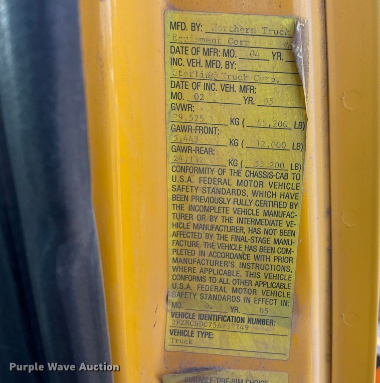 image for item DN4586 2005 Sterling Acterra  dump truck