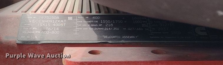 image for item DQ1688 2015 Freightliner Cascadia  semi truck