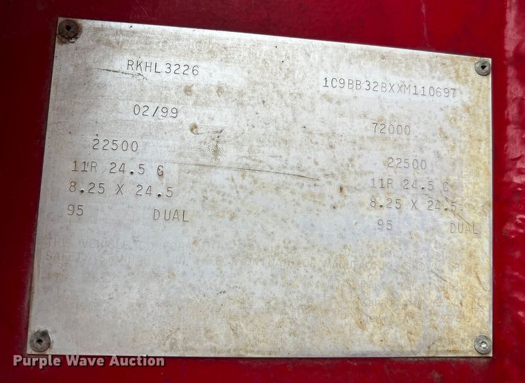 image for item DQ2033 1999 Clement RKHL3226  end dump trailer