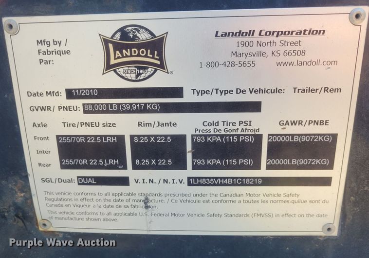 image for item FC9209 2011 Landoll Hauloll 835  lowboy equipment trailer