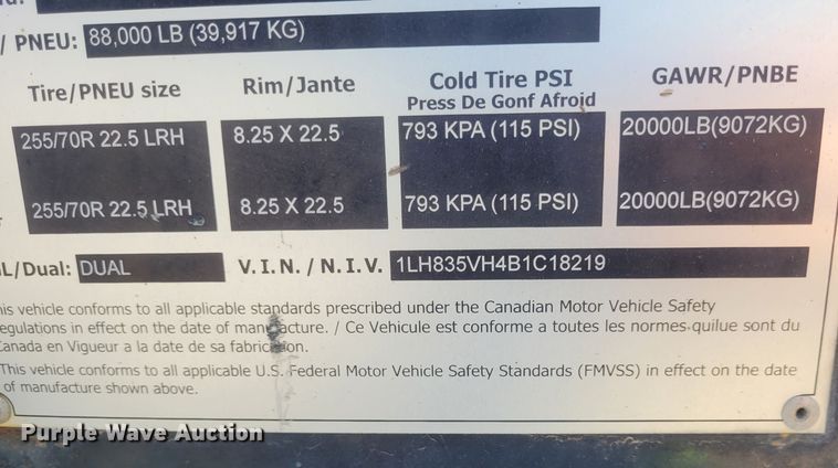 image for item FC9209 2011 Landoll Hauloll 835  lowboy equipment trailer