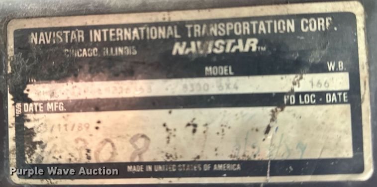 image for item KU9930 1990 International 8300  dump truck