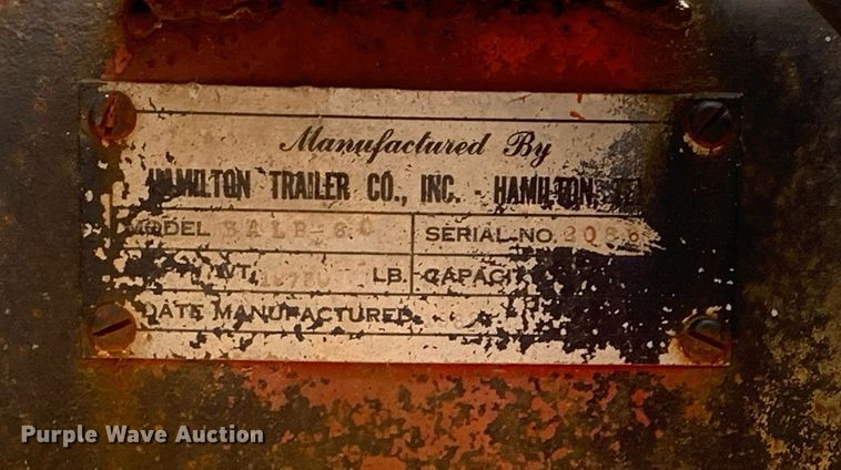 image for item LH9551 1962 Hamilton 3ALB-60  lowboy equipment trailer