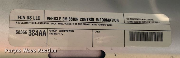 image for item LH9569 2018 Dodge Ram 5500  truck cab and chassis
