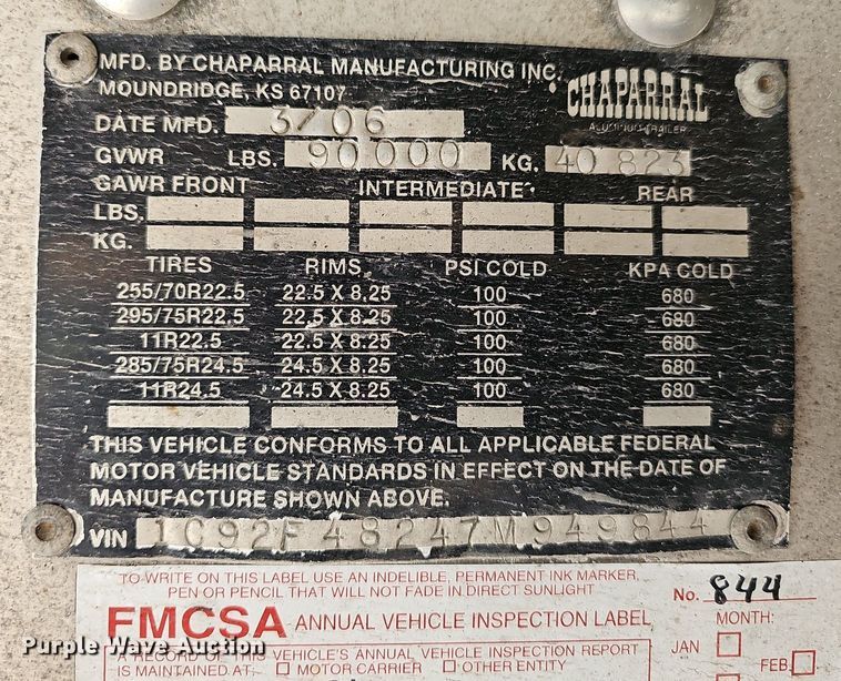 image for item MB9993 2007 Chaparral  flatbed trailer