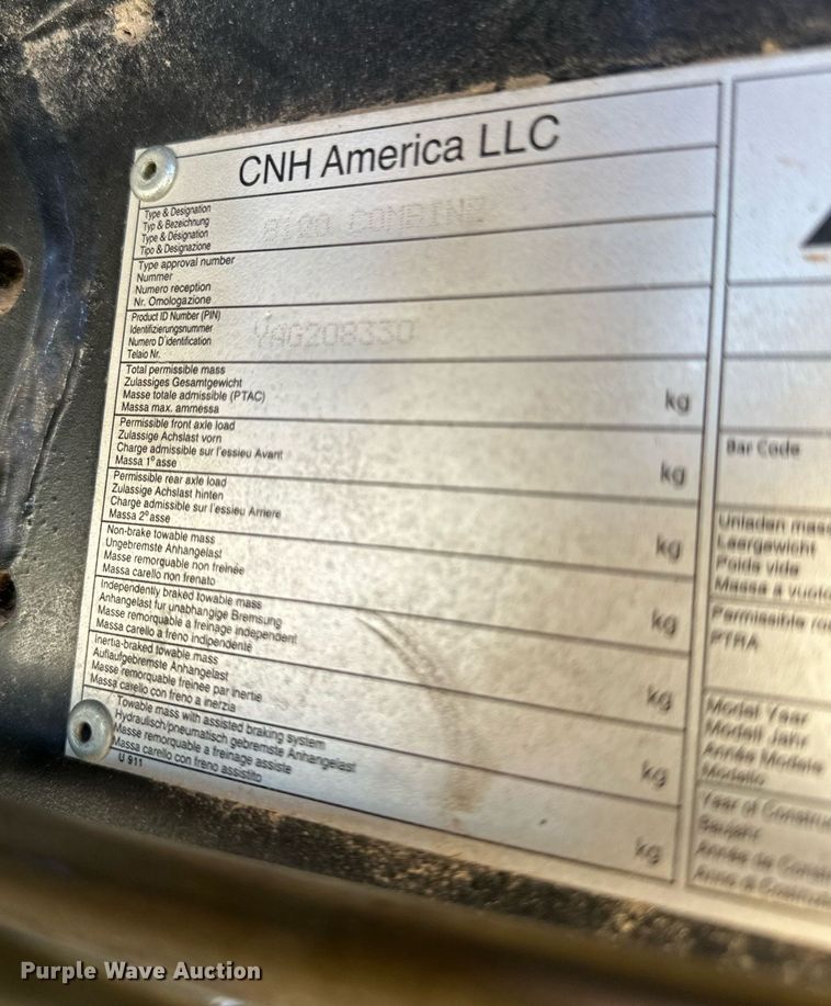 image for item DN6373 2010 Case IH 8120 Axial Flow  combine