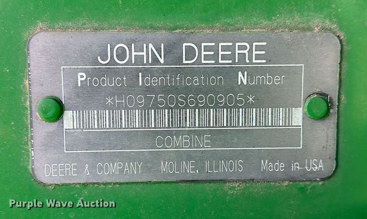 image for item DN6375 2001 John Deere 9750 STS  combine