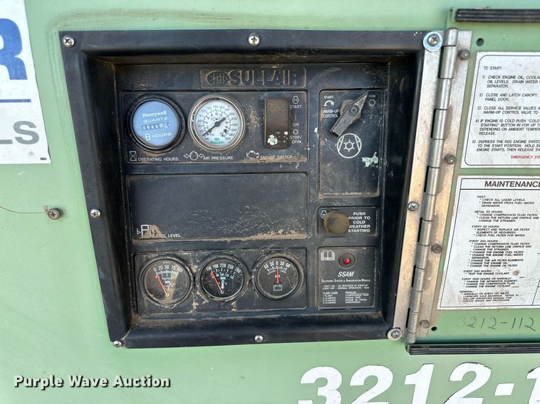 image for item KX9152 2012 Sullair 185  air compressor