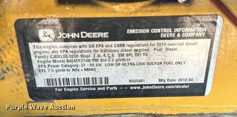 image for item KX9152 2012 Sullair 185  air compressor