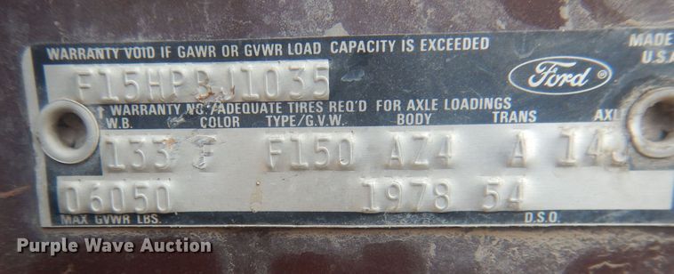 image for item DJ7028 1978 Ford F150  pickup truck