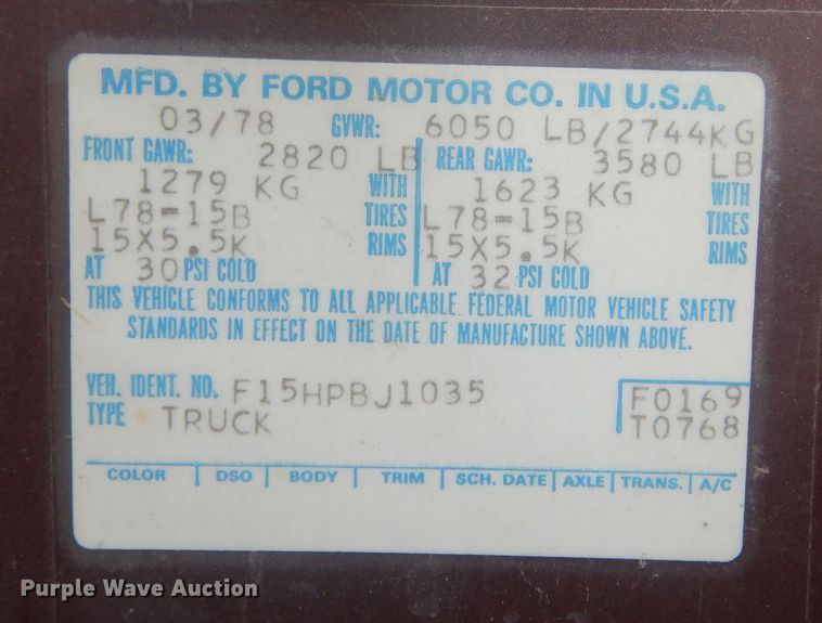 image for item DJ7028 1978 Ford F150  pickup truck