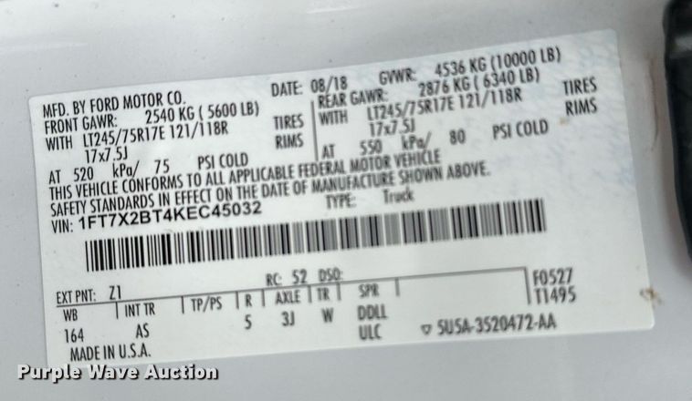 image for item DL7177 2019 Ford F250 Super Duty XL  SuperCab pickup truck