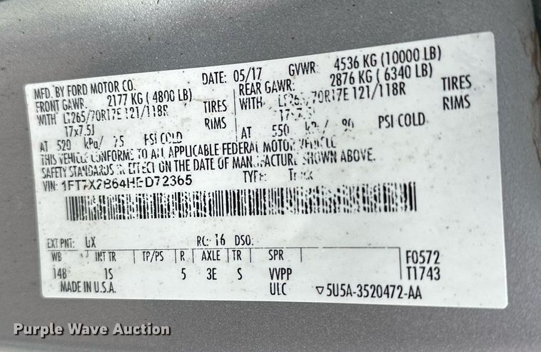 image for item DL7180 2017 Ford F250  Super Duty  SuperCab pickup truck