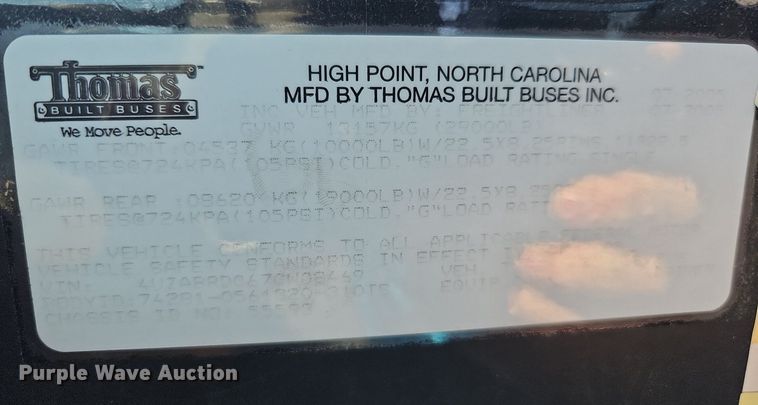 image for item DO4378 2007 Thomas Built Saf-T-Liner C2  school bus