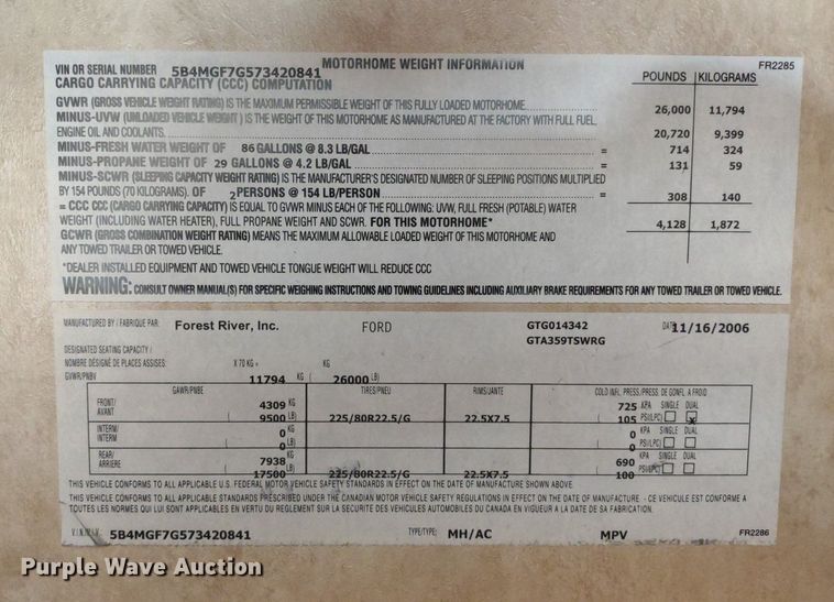 image for item DQ1705 2007 Forest River Georgetown  RV