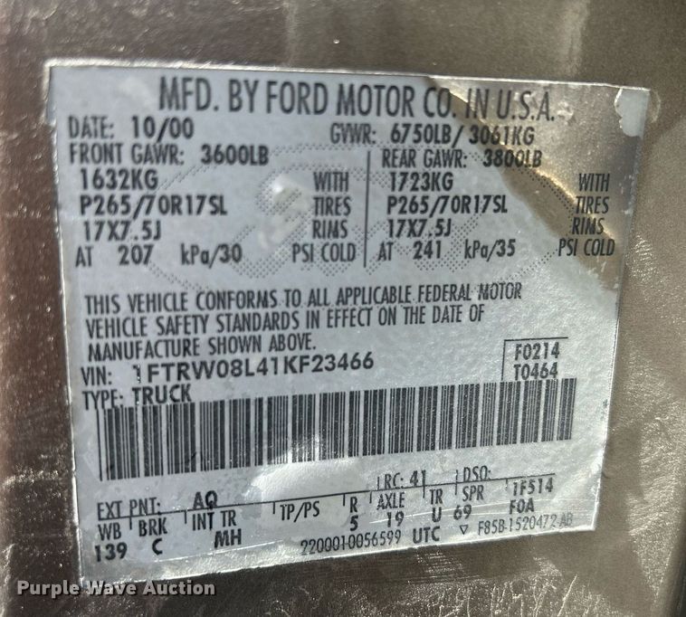 image for item DR4600 2001 Ford F150  SuperCrew pickup truck