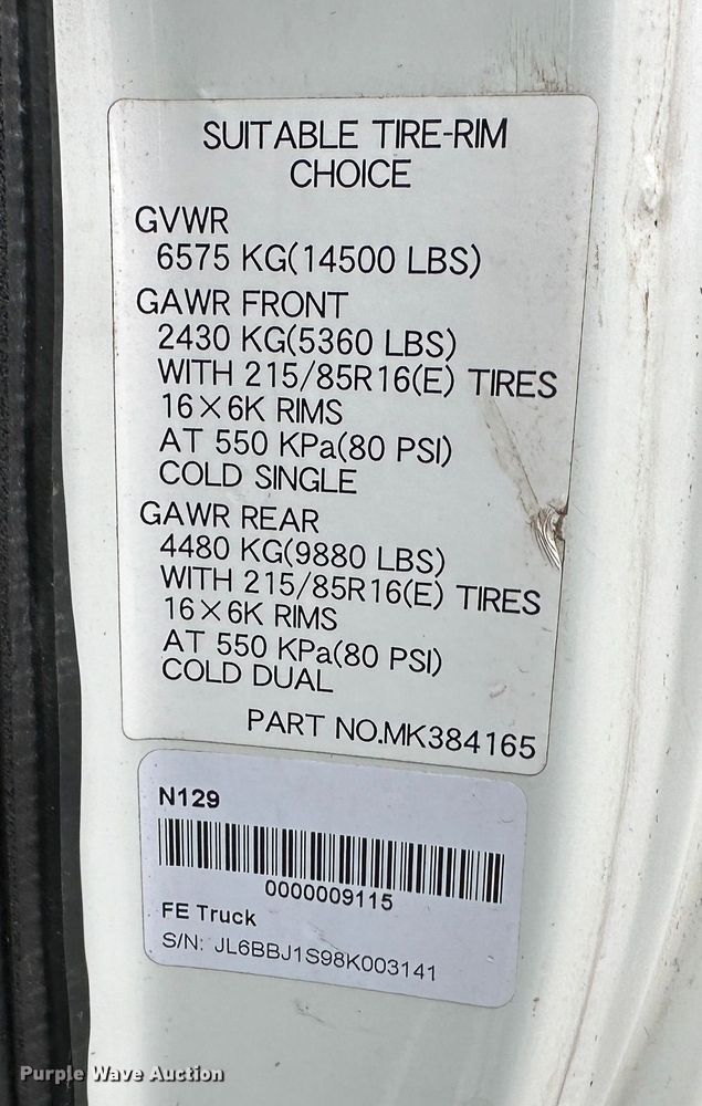 image for item DR5071 2008 Mitsubishi Fuso FE145  box truck