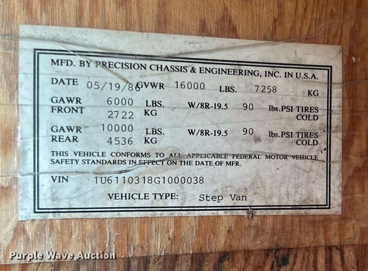 image for item DR5231 1986 Precision Chassis & Engineering  delivery truck