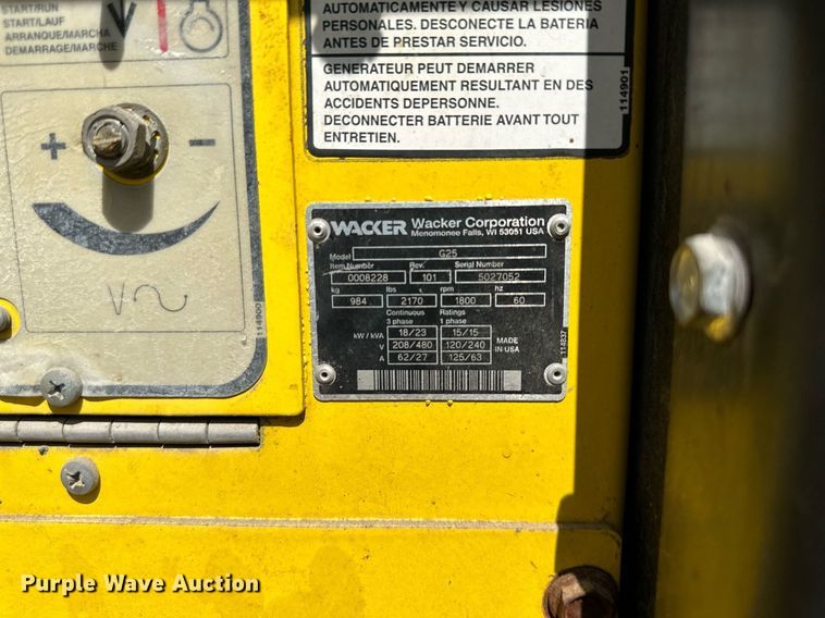 image for item DR5238 1999 Wacker Neuson G25  generator