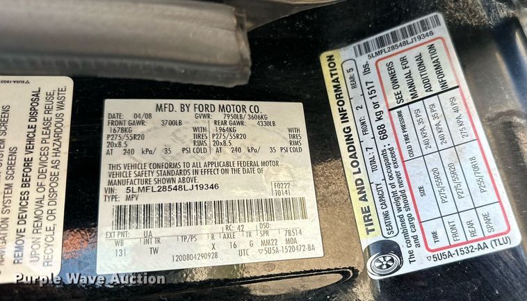 image for item DR5242 2008 Lincoln Navigator L  SUV