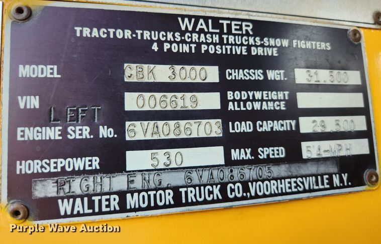 image for item EA9434 1975 Walter CBK3000  pumper fire truck