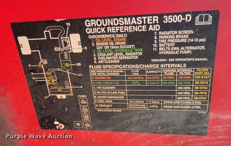 image for item HP9745 Toro Groundsmaster 3500D Sidewinder  lawn mower