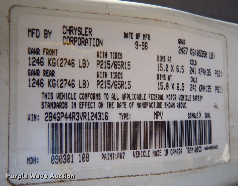 image for item IB9781 1997 Dodge Grand Caravan SE  van